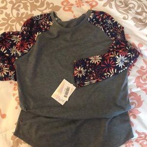 NWT LuLaRoe Randy, size Small, gray body with firework style arm design